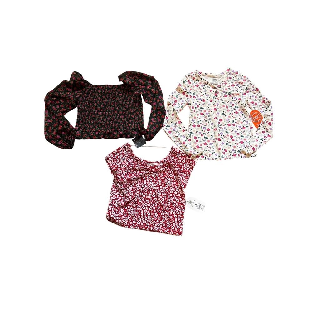 Girls Medium 7/8 Shirt / Blouse Lot NWT - 3 Items Floral Print NWT